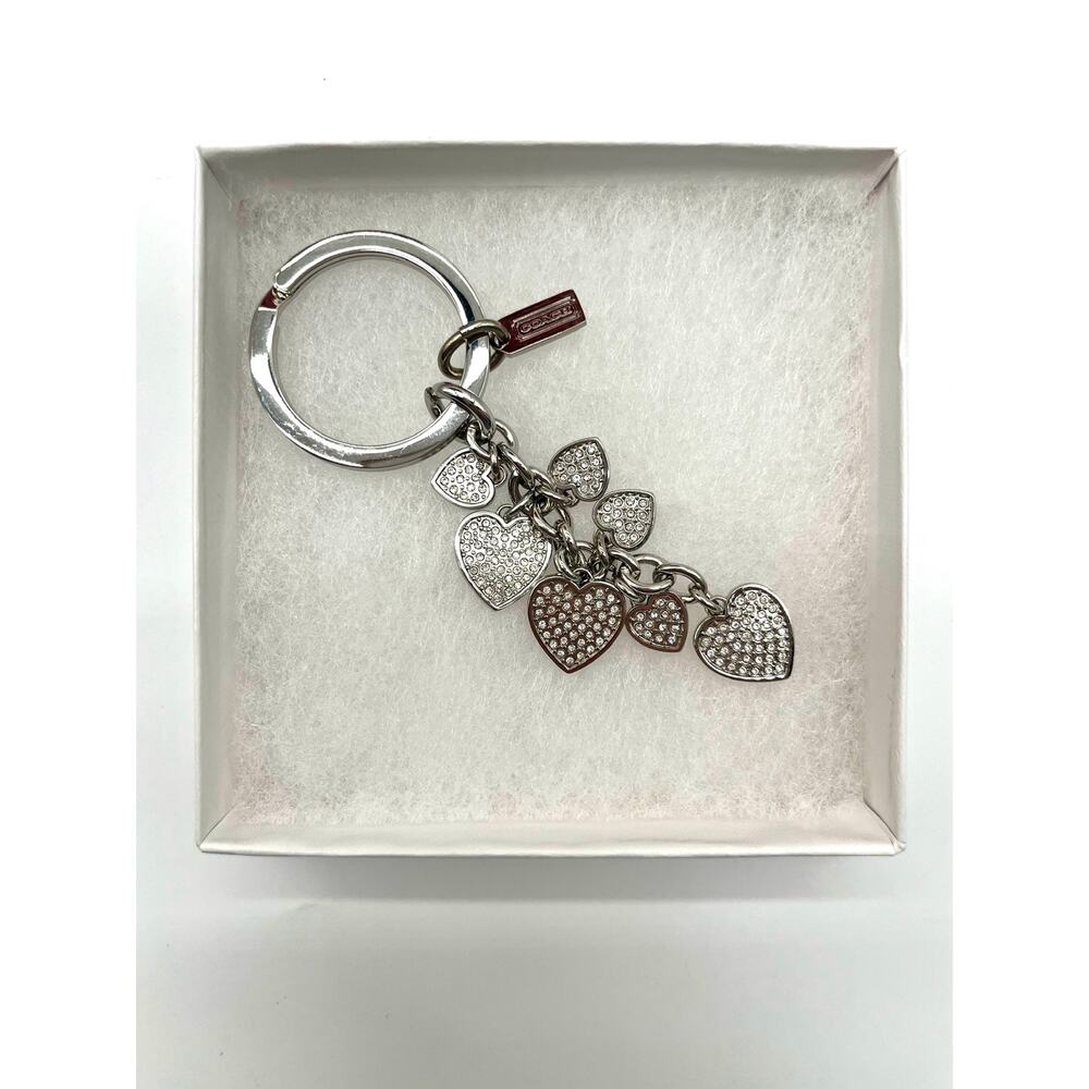 COACH Bag Charm Key Chain, Cascading Rhinestone Hearts